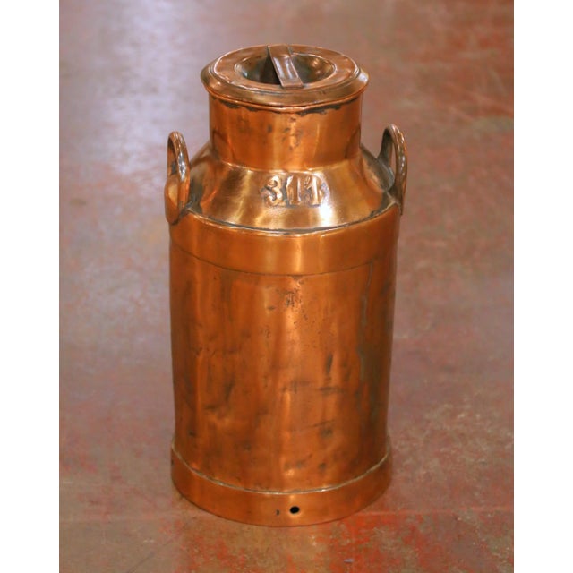 French 19th Century French Polished Copper Milk Can With Lid and Handles For Sale - Image 3 of 12