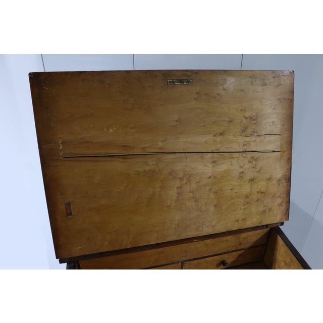 Mid 19th Century Beautiful Antique Rosewood Marquetry Writing Desk With Dual Flip Tops, Drawers & Wheels For Sale - Image 11 of 13