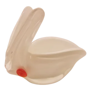 Vintage Murano Styled Glass Rabbit Red Eyes Candy Dish