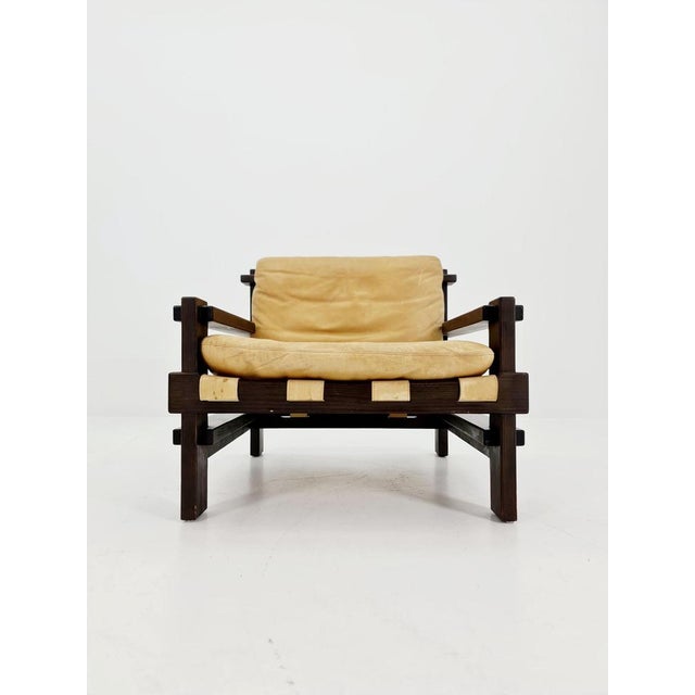 Mid-Century Modern Lounge Chair in Leather and Wood from Straub, Germany, 1960s For Sale - Image 4 of 18