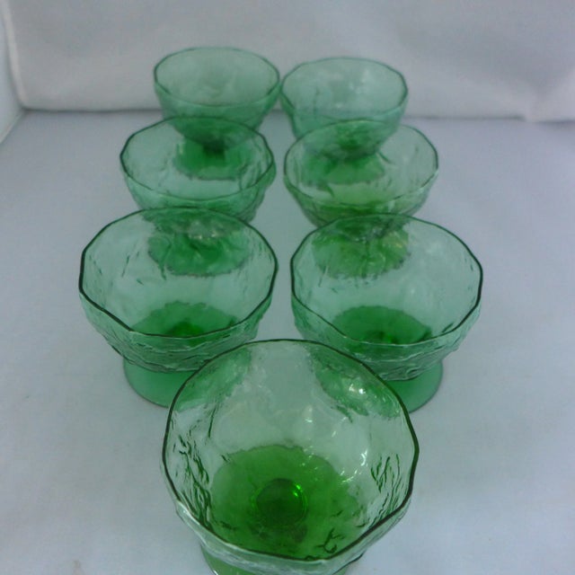 Mid-Century Modern Mid-Century Lido Milano Green Sherbet/Desert Glasses - Set of 7 For Sale - Image 3 of 5