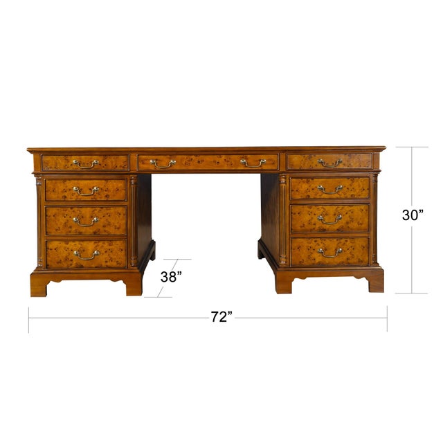 Equally suited for use either at the workplace or in a home office the Niagara Furniture Large Burled Executive Desk with...