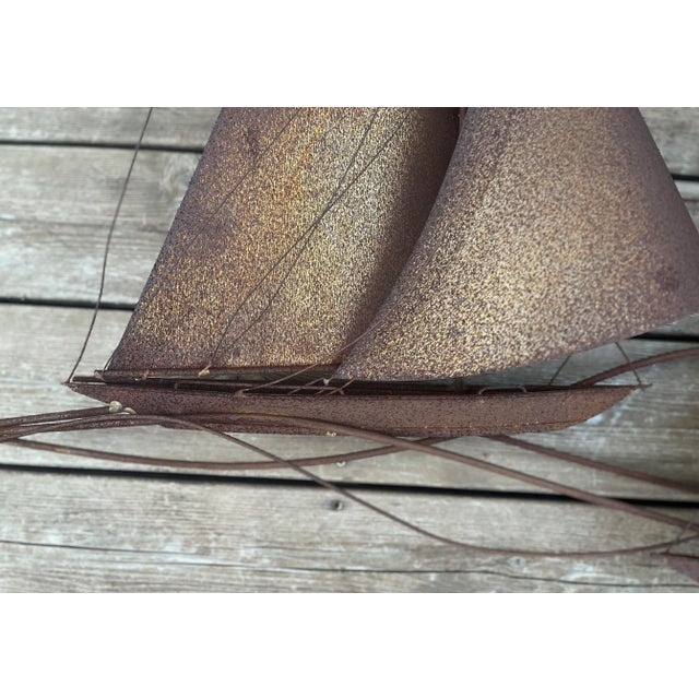 1970s 1970s Curtis Jerè Inspired Metal Wall Sculpture - 3 Sailboats For Sale - Image 5 of 8