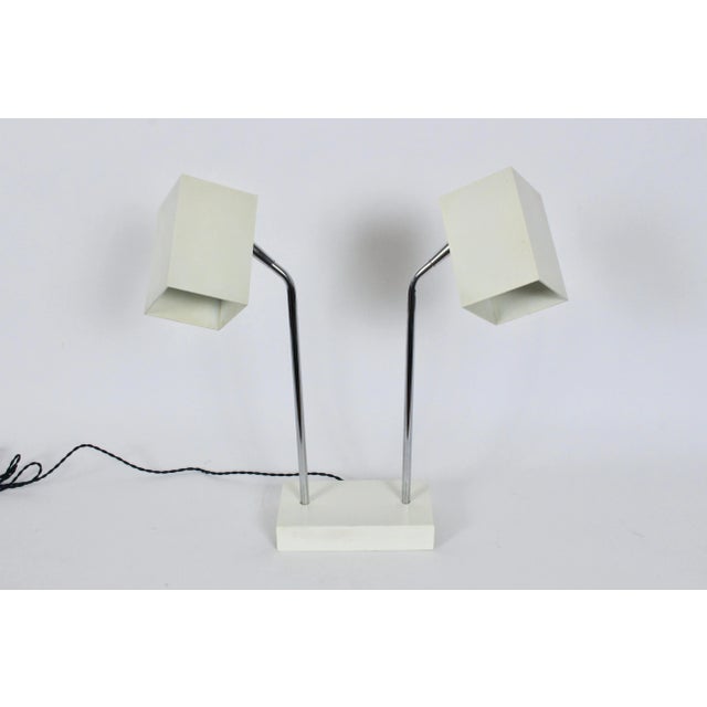 1960s 1970s Robert Sonneman for George Kovacs Off White Double Head Desk Lamp For Sale - Image 5 of 13