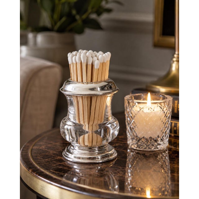 A lovely sterling silver and glass match striker / holder by Frank M Whiting, circa 1930. Maker's mark on collar. This...