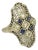 Mid 20th Century Art Deco Diamond & Sapphire 18k White Gold Filigree Ring - Size 6 For Sale