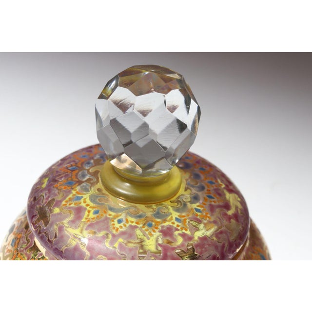 Vintage Bohemian Czechoslovakian Glass Powder or Trinket Jar With Crystal Finial For Sale - Image 15 of 18