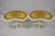 Vintage Hollywood Regency Gold Leaf Glass Kidney Bean Shaped Side Tables - a Pair. Tables feature painted gold leaf glass...
