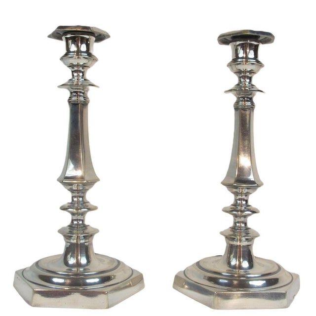 Louis XIV Style Silvered Bronze Candlesticks, Set of 2 For Sale - Image 6 of 6