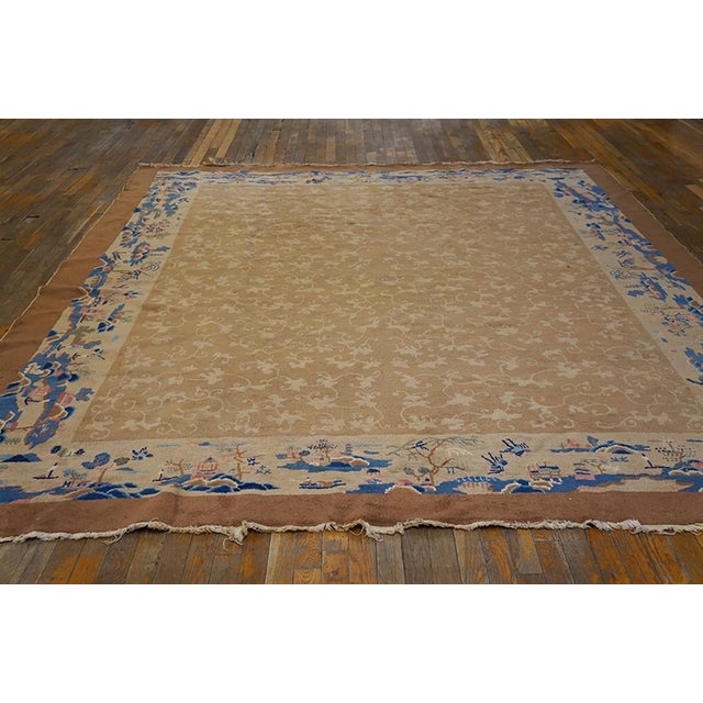 Early 20th Century Chinese Peking Carpet ( 8' x 9'10" - 245 x 300 ) Wool 1920s Antique Rectangle Hand Knotted Pile Ivory...