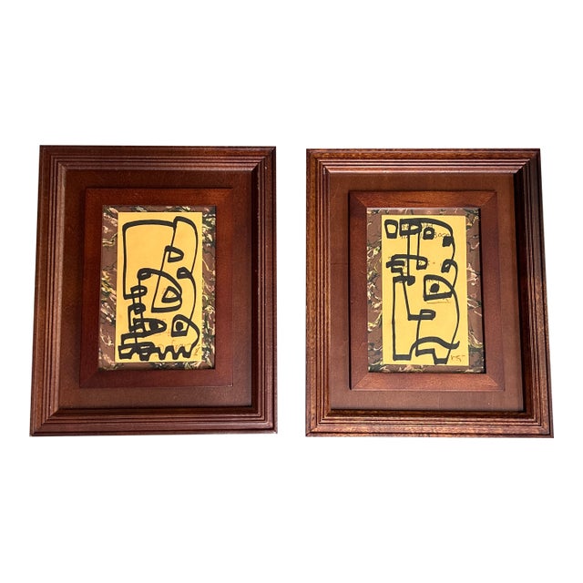 Contemporary 2 Original Wayne Cunningham Abstract Marker Drawings- Set of Two For Sale