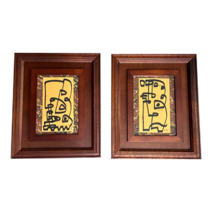 Contemporary 2 Original Wayne Cunningham Abstract Marker Drawings- Set of Two