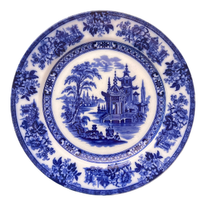 Antique Flow Blue Doulton Burslem 10 1/2 Plate "Madras" Pattern