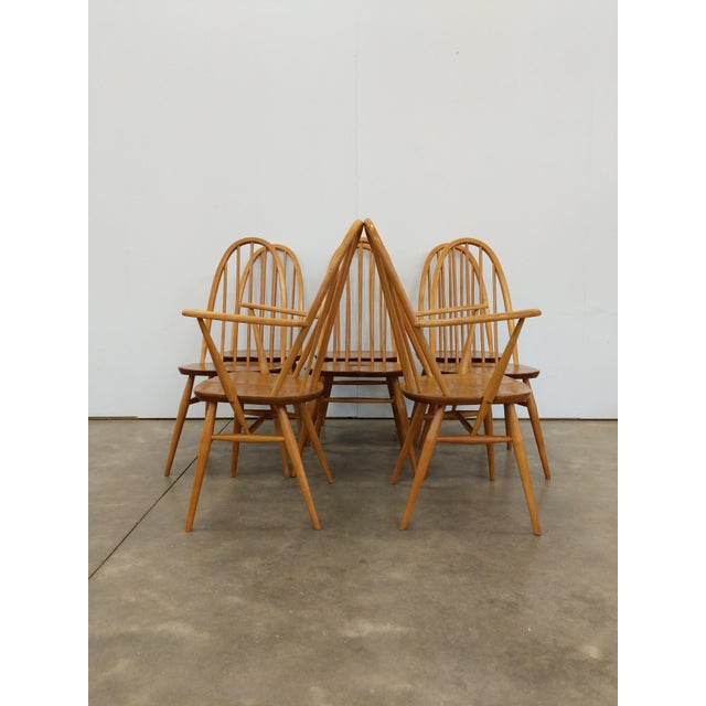 Ercol Set of 8 Vintage Mid Century Modern Dining Chairs by Ercol For Sale - Image 4 of 12