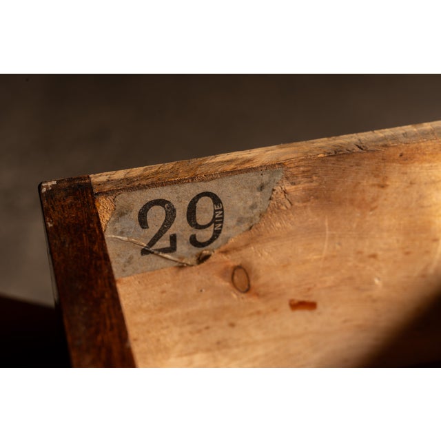 Antique Wooden Apothecary Cabinet With Labeled Drawers For Sale - Image 9 of 9