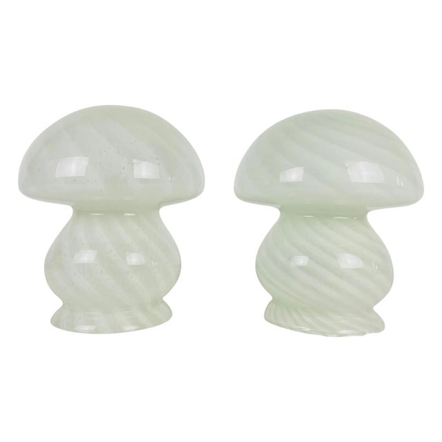 1970s Vetri d‘Arte Murano Glass Mushroom Table Lamps, Italy- A Pair For Sale - Image 10 of 10