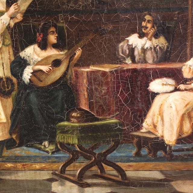 F. Bonati, Italian Interior Scene, 1913, Oil on Canvas For Sale - Image 14 of 16