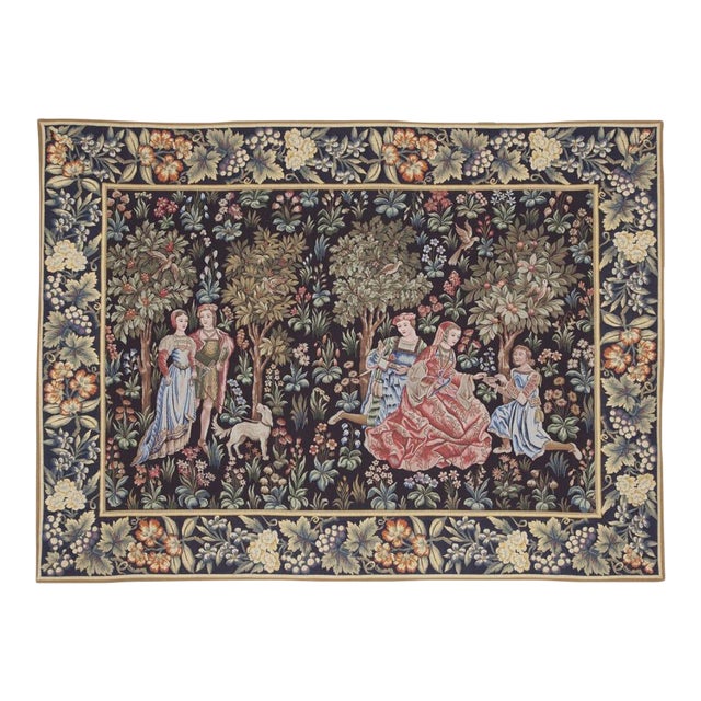 Scene Galantes Loom Woven Tapestry - 130 X 170 Cm (4'3" X 5'7") - Requires Rod Size 4 For Sale