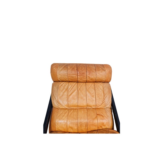 Animal Skin Ueli Berger for De Sede Model Ds-80 Cognac Leather Lounge Chairs Pair, 1960s, Set of 2 For Sale - Image 7 of 8