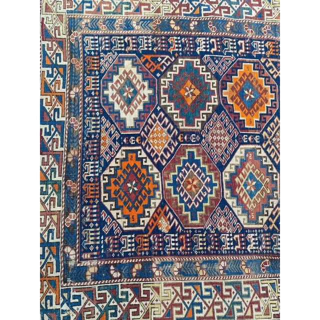 Nice late 19th century Caucasian rug with beautiful geometric moghan design and nice natural colors, entirely hand knotted...