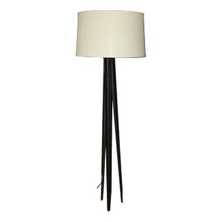 Black Lacquered Steel Lamp, 1980 For Sale