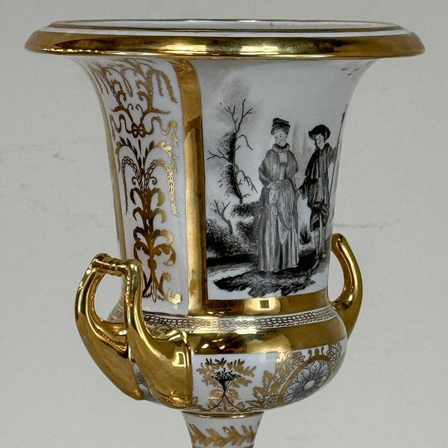 Pair Antique Ritzenhoff & Breker Neoclassical Porcelain Mantel Vases For Sale - Image 13 of 18