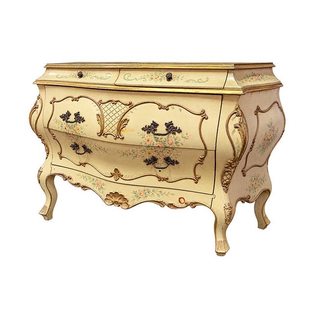 20th Century Curved Lacquered and Hand-Painted Chest of Drawers For Sale - Image 6 of 9
