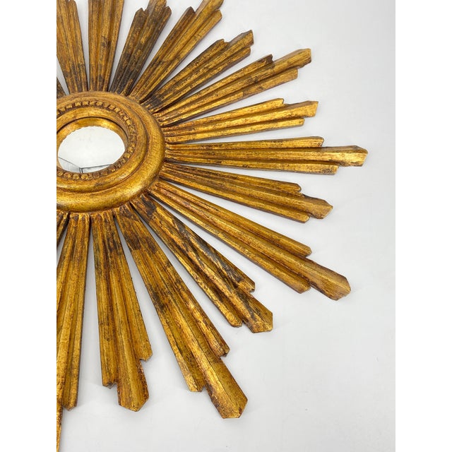 Wood Gilded Wood Sun Mirror For Sale - Image 7 of 17