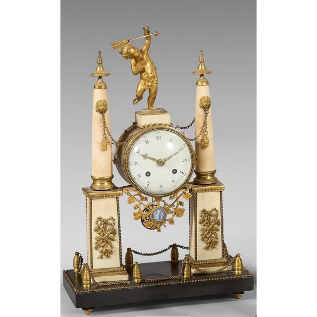 Louis XVI period "pagoda" portico clock, an allegory of love For Sale