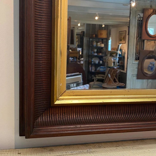 Brown Antique Early American Federal Mahogany & Gilt Mirror For Sale - Image 8 of 8