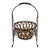 Vintage Metal Basket Weave Garden Planter Stand With Scrollwork and Aged Patina For Sale
