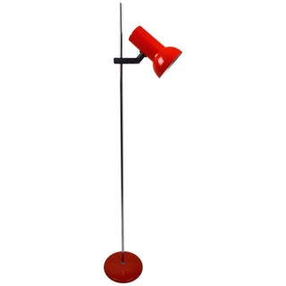 Chrome and Red Postmodern Adjustable Floor Lamp After Colombo For Sale
