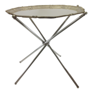 1990s New Silverplate Quadripod Collapsible Stand & Tray by Valsodo-Italy
