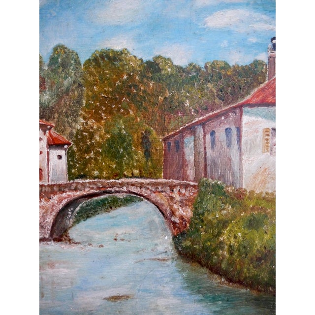 1990s 1990s J Borin French School River Town Landscape Oil Painting Signed For Sale - Image 5 of 12