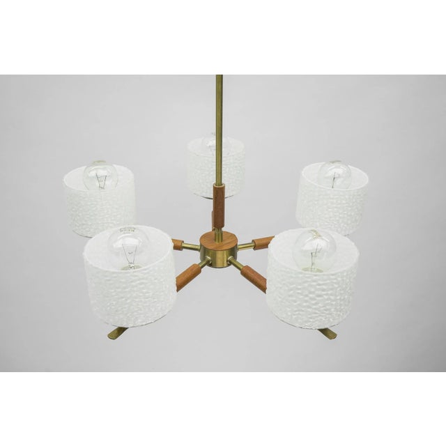 Swedish Brass Lamp with White Glass Shades, 1960s For Sale - Image 9 of 10