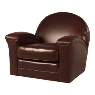 Art Deco Leather Club Chair For Sale