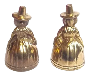 Vintage Maiden Figurine Brass Bells - A Pair