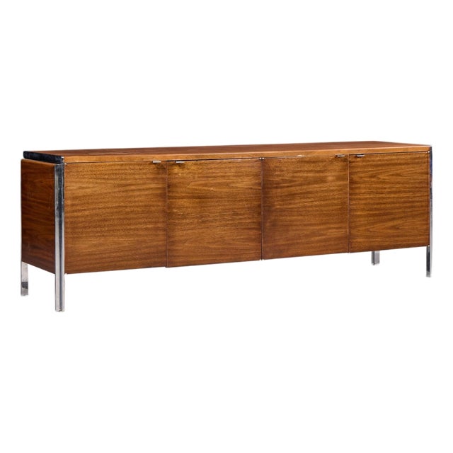 Alexis Yermakov for Stow & Davis Electra Series Mid Century Walnut and Chrome Credenza For Sale