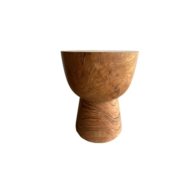 Sculptural Teak Wood Side Table, With Stunning Wood Textures, Modern Organic For Sale - Image 4 of 6