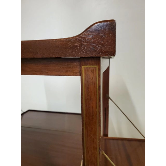 Mid 20th Century Expandable Mahogany and Brass Inlaid Bar Cart For Sale - Image 10 of 14