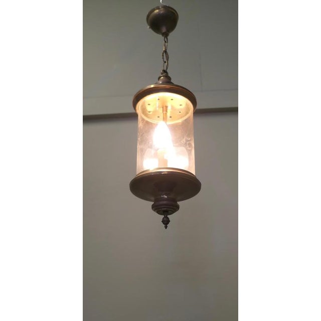 Metal French Brass and Glass Lantern, 1900s For Sale - Image 7 of 8