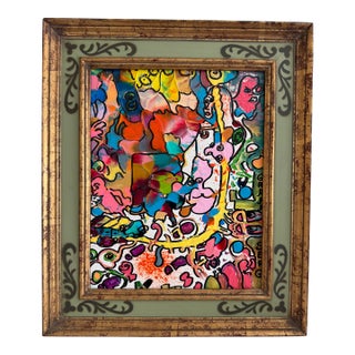 Serg Graff "Find Mr. Squiggle" Abstract Acrylic Painting Framed Outsider Art Coa For Sale