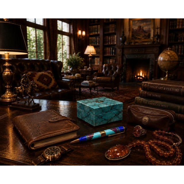 Native American David Rosales Gemstone Pen Southwest Turquoise Ruby Lapis Finely Crafted For Sale - Image 3 of 9