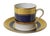 An elegant 1984 Royal Worcester “Malvern Blue” cup and saucer set featuring the refined coffee can shape, beautifully...