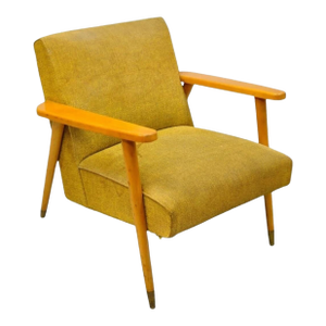 Vintage Mid Century Modern Blonde Wood Paul McCobb Style Paddle Arm Lounge Chair