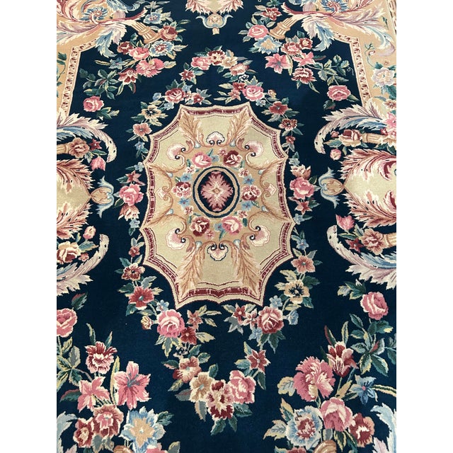 Wool pile genuine hand made very fine French Sevanery Style rug