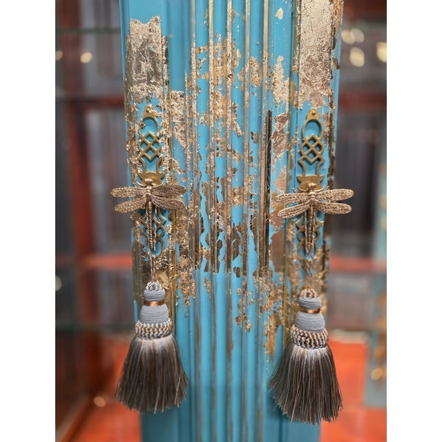 "The Blue Duchess" Hand Painted Neoclassical Display Armoire, China Hutch For Sale - Image 15 of 16