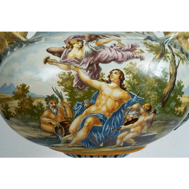 Glazed Majolica Centerpiece Depicting Mythological Scenes, Urbino, 19th Century For Sale - Image 4 of 5