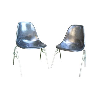 Grey Herman Miller Eames Shell Chairs - A Pair For Sale