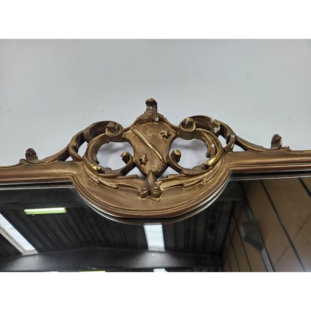 Wood Large Vintage Mirror in Gold-Lacquered Wood, 1960 For Sale - Image 7 of 15